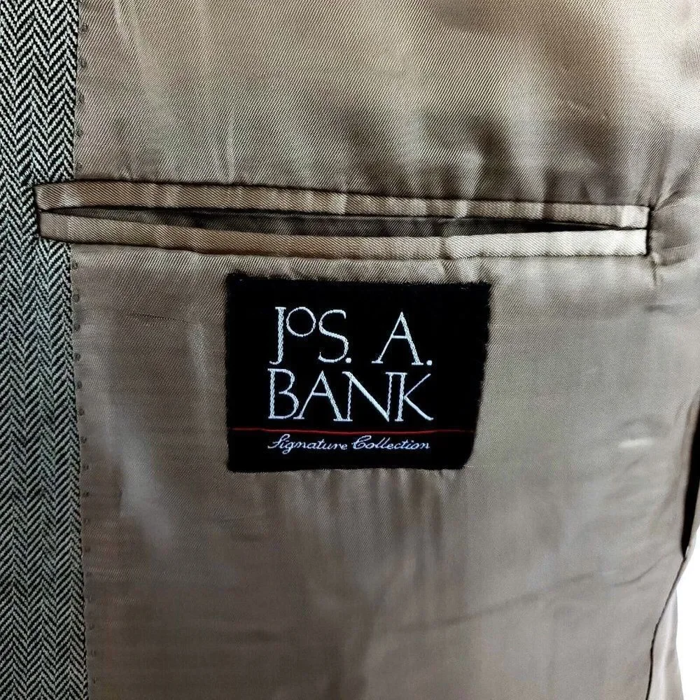 Jos A Bank Signature Camel Hair Silk 2‎ Button Sport Coat 44L Tan Herringbone